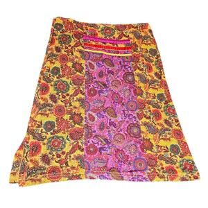 Vintage F.L. Malik Paisley Skirt Floral 3 Stripe Multicolor Womens 10 USA Zipper